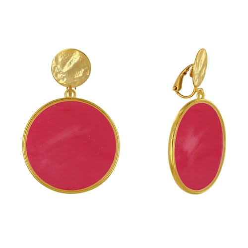 LES POULETTES BIJOUX - Vergoldetem Metall Klammer Ohrringe Durchscheinender Farbiger Kreis - Rote von LES POULETTES BIJOUX