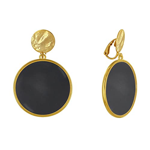 LES POULETTES BIJOUX - Vergoldetem Metall Klammer Ohrringe Durchscheinender Farbiger Kreis - Schwarz LES POULETTES BIJOUX - Vergoldetem Metall Klammer Ohrringe Durchscheinender Farbiger Kreis - Schwarz von LES POULETTES BIJOUX