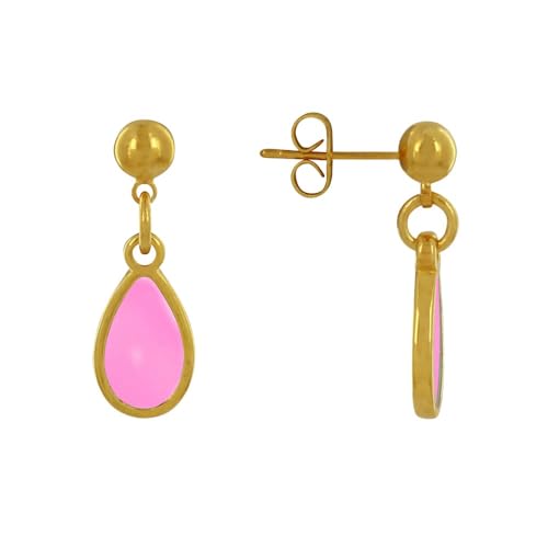 LES POULETTES BIJOUX - Vergoldetem Metall Nägel Ohrringe Durchscheinender Farbiger Kleinen Tropfen - Fuchsia von LES POULETTES BIJOUX