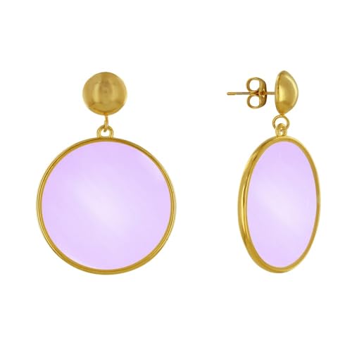 LES POULETTES BIJOUX - Vergoldetem Metall Nägel Ohrringe Durchscheinender Farbiger Kreis - Helles Lila von LES POULETTES BIJOUX