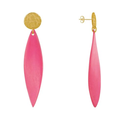 LES POULETTES BIJOUX - Vergoldetem Metall Nägel Ohrringe und Langen Holzblütenblatt - Fuchsia LES POULETTES BIJOUX - Vergoldetem Metall Nägel Ohrringe und Langen Holzblütenblatt - Fuchsia von LES POULETTES BIJOUX