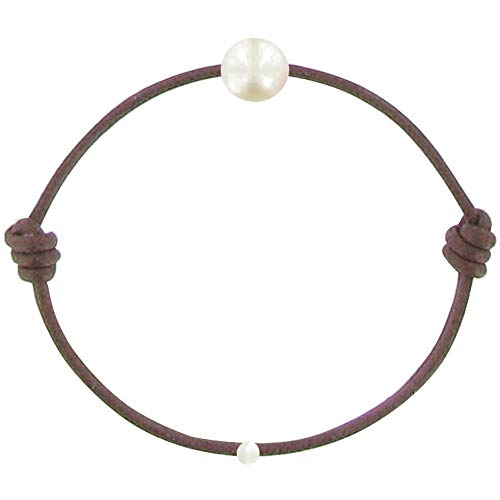 LES POULETTES BIJOUX - Weißen Zuchtperle Link Armband 8-9 mm - Classics - Hellbraun von LES POULETTES BIJOUX