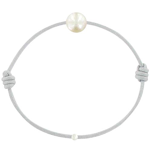 LES POULETTES BIJOUX - Weißen Zuchtperle Link Armband 8-9 mm - Classics - Hellgrau von LES POULETTES BIJOUX