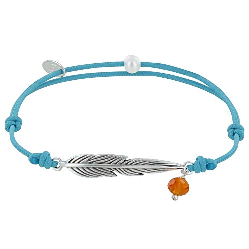 LES POULETTES BIJOUX - Armband Link Silber Messing Feder und Facettierte Perle - Turquoise LES POULETTES BIJOUX - Armband Link Silber Messing Feder und Facettierte Perle - Turquoise von LES POULETTES BIJOUX