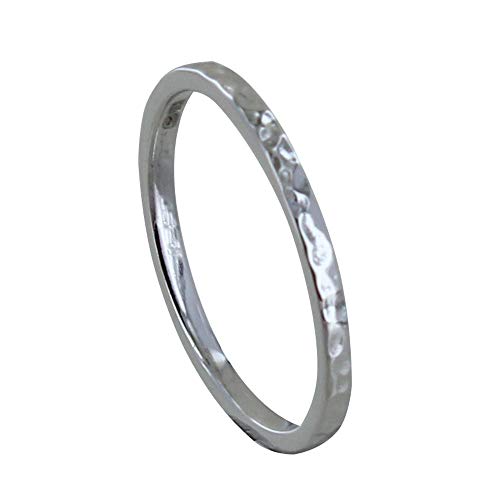 LES POULETTES BIJOUX - Rhodium 925 Silber Ring Gehämmerte Feine Allianz - taille 54 (17.2) von LES POULETTES JEWELS