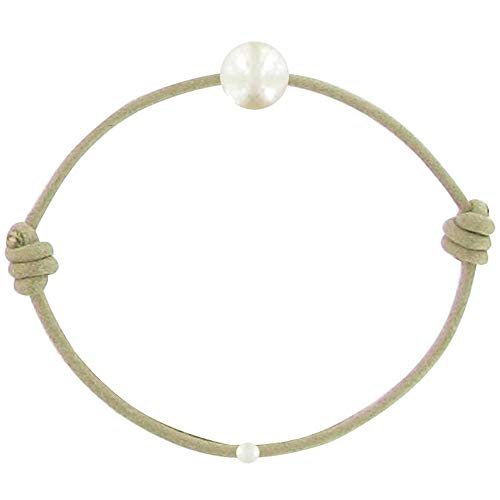 LES POULETTES BIJOUX - Kinder Armband - My First Pearl gewachste Schnur Armband - White Süßwasser Zuchtperlen 6-7 mm - Classics - Beige von LES POULETTES BIJOUX