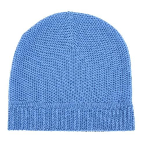 LES POULETTES -Mütze 100% Kaschmir Jacquard Strickmasche-4 fädig Classics - Azurblau von LES POULETTES