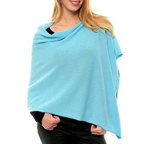 LES POULETTES BIJOUX - Poncho 100% Kaschmir 2 -fädig Colors - Turquoise von LES POULETTES