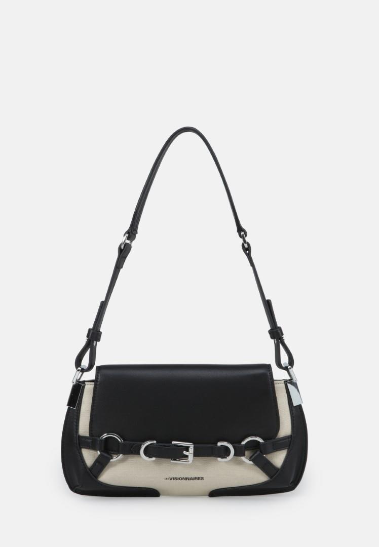 LES VISIONNAIRES - Handtasche Mit Überschla Caro, Canvas Off White-Black schwarz/weiß von LES VISIONNAIRES