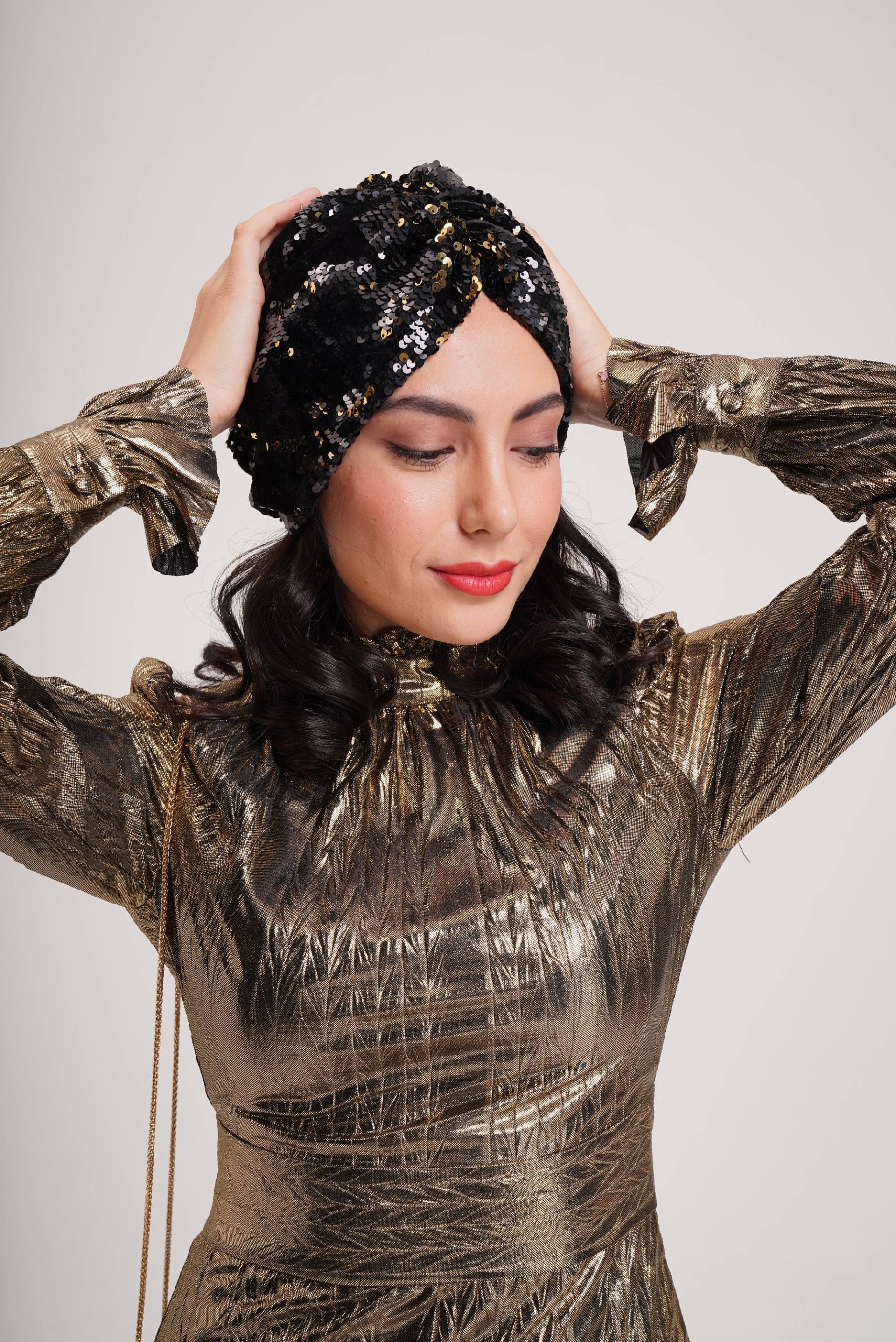 Pailletten Mode Turban, Vintage Gestreifter Turban Hut, Perlen Verzierter Ausgefallener Knotenturban, Hochzeitsturban Pailletten Mode Turban, Vintage Gestreifter Turban Hut, Perlen Verzierter Ausgefallener Knotenturban, Hochzeitsturban von LESBONNESHIJAP