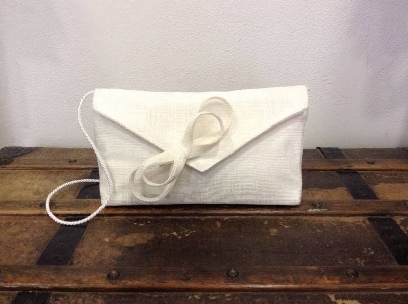 Cremeweiße Sisal-Hochzeits-Clutch, Sonderanfertigung von LESCRAPOUSSINES1