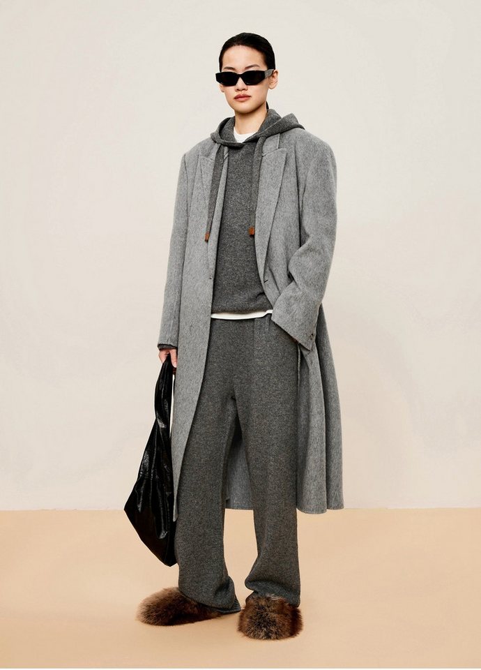 LESS Funktionsmantel Damen Oversized Wollmantel mit Reverse Kragen von LESS