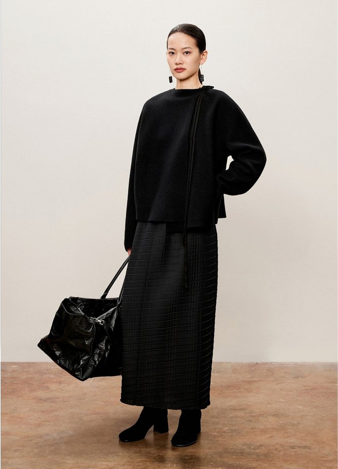 LESS Sommerrock Damen Slim Plissee-Rock mit seitlichem Reißverschluss Schwarz von LESS