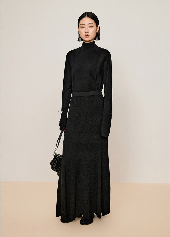 LESS Strickpullover Damen Slim Sweater mit langen Ärmeln Schwarz von LESS