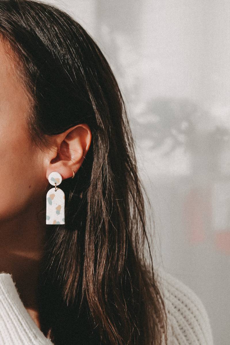 Terazzo I | Ohrringe Polymerclayohrringe Polymerclay Handgemacht Unikat Geometrisch Statementohrringe Boho von LESVARandCLAY