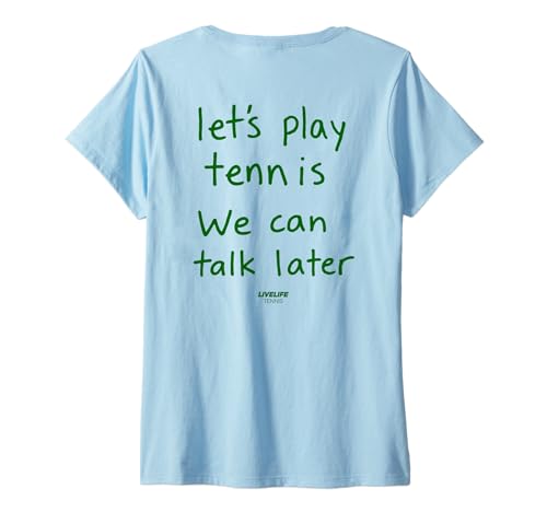 Damen LET’S Play Tennis WE CAN Talk Later - LIVELIFE Tennis - Back T-Shirt mit V-Ausschnitt Damen LET’S Play Tennis WE CAN Talk Later - LIVELIFE Tennis - Back T-Shirt mit V-Ausschnitt von LET’S PLAY TENNIS X WE CAN TALK LATER X LIVELIFE