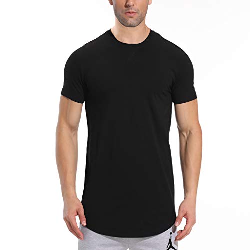 LETAOTAO Hipster-T-Shirt für Herren, langärmlig, tiefer Schnitt, Jakobsmuschel mit langem Schwanz, schmale Passform, Bodybuilding, Fitnessstudio, Muskeltraining, Schwarz 970, 3X-Groß LETAOTAO Hipster-T-Shirt für Herren, langärmlig, tiefer Schnitt, Jakobsmuschel mit langem Schwanz, schmale Passform, Bodybuilding, Fitnessstudio, Muskeltraining, Schwarz 970, 3X-Groß von LETAOTAO