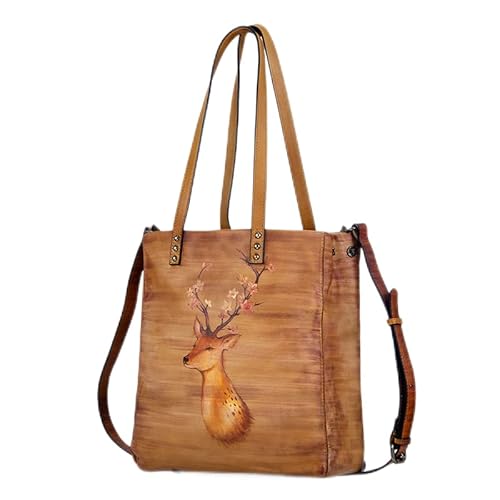 LETEULO Damen Handtasche Schulterbeutel Gross Echtleder Tasche Umhängetasche Shopper Tote Henkeltasche von LETEULO