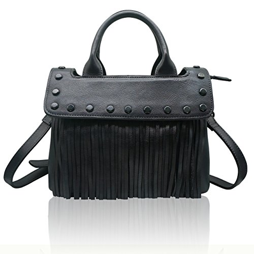 LETEULO Damen Handtasche Umhängetasche Echtes Leder tolle Geldbörse Grosse Kapazität Mode Tote Henkeltaschen für Frauen Schwarz von LETEULO