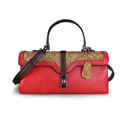 LETEULO Modische Vegan Leder Damen Handtasche mit großer Kapazität und abnehmbarem Schultergurt Elegant und vielseitig einsetzbar Rot von LETEULO