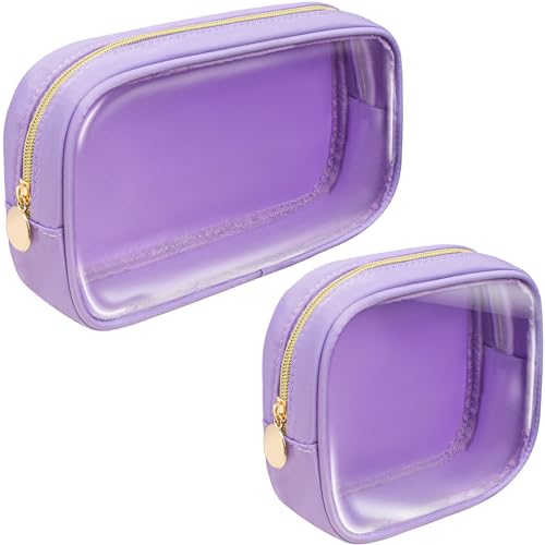 2-teiliges transparentes Make-up-Taschen-Set für Geldbörse, Nylon, große Kapazität, Kosmetiktasche, kleine süße Reißverschlusstasche, Geldbörse, adrette, Mini-TSA-genehmigt, Reise-Kulturbeutel, von LETGO