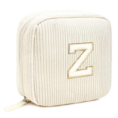 Kleine Make-up-Tasche mit Initialbuchstaben, adretter Patch, Cord, Make-up-Tasche, Chenille-Buchstabe A-Z, Reise-Kulturbeutel, niedlicher Reißverschluss, Geldbörse für Damen und Herren, von LETGO