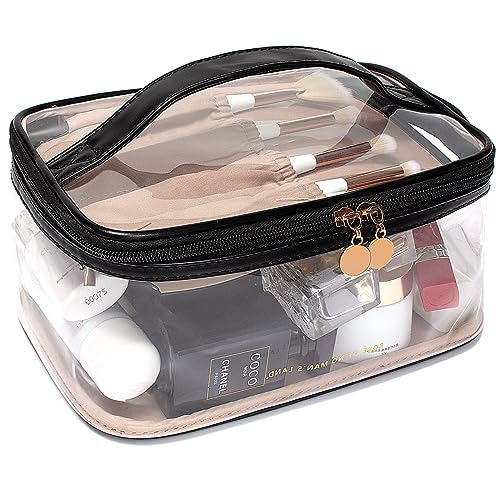 LETGO Transparente Kulturtasche, transparente Make-up-Tasche, TSA-zugelassene Kosmetiktasche, tragbarer Reise-Kulturbeutel, Organizer, wasserdichte Aufbewahrungstasche mit Bürstenfach für Frauen, von LETGO