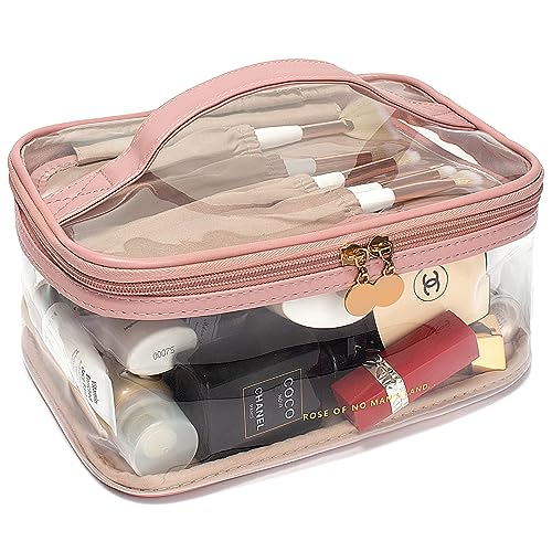 LETGO Transparente Kulturtasche, transparente Make-up-Tasche, TSA-zugelassene Kosmetiktasche, tragbarer Reise-Kulturbeutel, Organizer, wasserdichte Aufbewahrungstasche mit Bürstenfach für Frauen, von LETGO