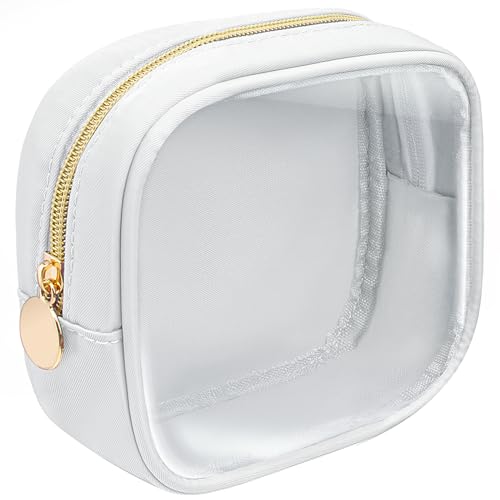 LETGO Transparente Mini-Make-up-Tasche aus Nylon für Geldbörse, Kosmetiktasche, kleine süße Reißverschlusstasche, Geldbörse, adrette, TSA-zugelassene Reise-Kulturtasche, Clutch, Make-up-Organizer für von LETGO