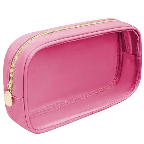 LETGO Transparente Mini-Make-up-Tasche aus Nylon für Geldbörse, Kosmetiktasche, kleine süße Reißverschlusstasche, Geldbörse, adrette, TSA-zugelassene Reise-Kulturtasche, Clutch, Make-up-Organizer für von LETGO