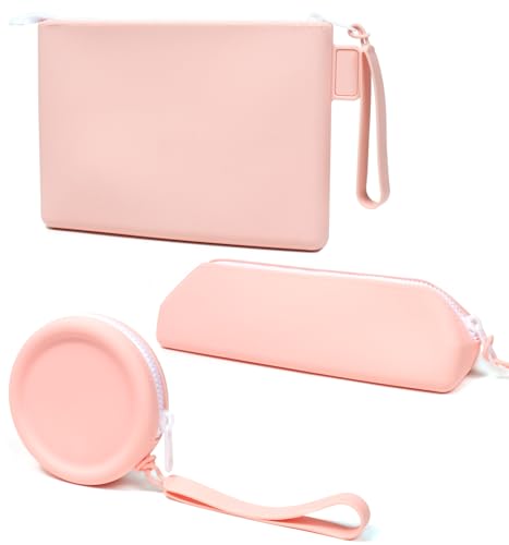 Make-up-Pinselhalter aus Silikon, 3 Stück, Mini-Tasche für Kopfhörer, Lippenstift, Schlüssel, Münzen, Kosmetiktasche, tragbare Reise-Kulturtasche, weich und schlank, Make-up-Utensilien, Organizer für von LETGO