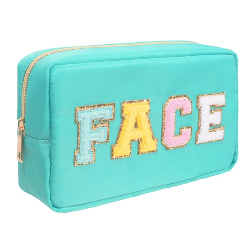 Preppy Patch Make-up Tasche, Große Kapazität Reise Kosmetiktasche Tragbare Kosmetiktasche für Geldbörse Reise Toilettenartikel Reißverschluss Organizer Wasserdicht Nylon Frauen Reise Make-up Tasche von LETGO