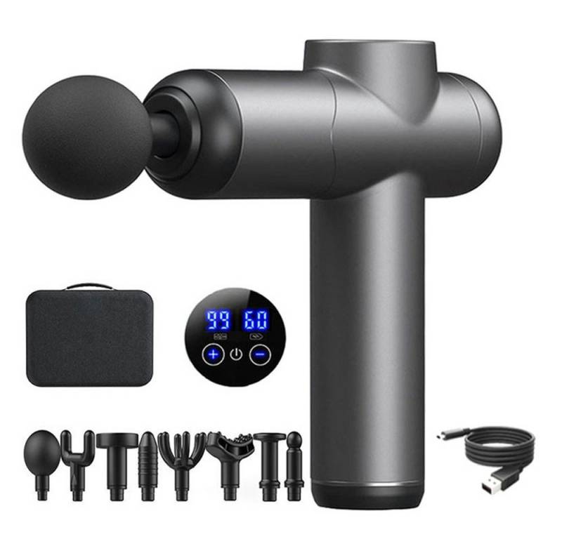 LETGOSPT Massagegerät Massagegerät für Nacken Schulter Rücken für Fitnessstudio Büro Zuhause, 8-tlg.,mit USB C Ladeanschluss 99 Geschwindigkeiten & 8 Massageköpfen von LETGOSPT