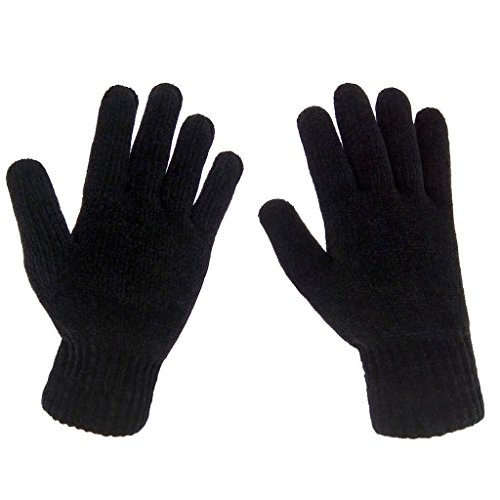 LETHMIK Herren Winterhandschuhe, dick, gestrickt, mit warmem Wollfutter, Schwarz, Schwarz , Einheitsgröße von LETHMIK