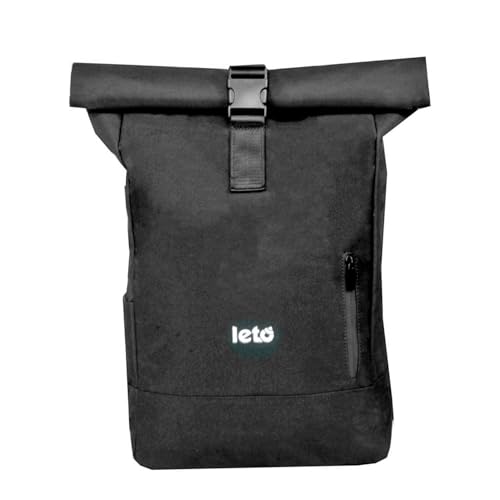 LETO Rolltop Rucksack Damen & Herren,Unisex Wasserdicht Rollrucksack Mit Laptopfach Travel Backpack, Elegant Reiserucksack für Uni Business Arbeit City Reise Wandern,Schwarz von LETO