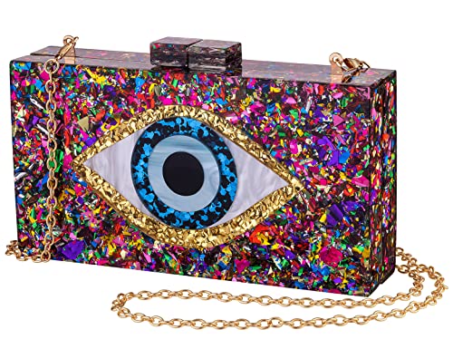 LETODE Geometrisches Design aus elegantem, weiblichem Acryl, Clutch, Goldkette, Glitzer, Geldbörse, Plexiglas, Handtasche für Damen, 1-farbig, Small von LETODE