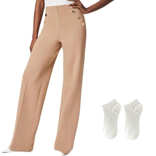LETROBBV Tummy Control Button Wide Leg Pant,Women's High Waist Straight Sailor Trousers,Business Jeans Pants with Pockets LETROBBV Tummy Control Button Wide Leg Pant,Women's High Waist Straight Sailor Trousers,Business Jeans Pants with Pockets von LETROBBV