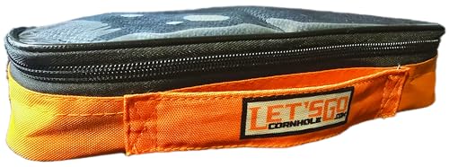 Cornhole Bag Case ORANGE Small Patch Pouch Carrier Insert Heavy Duty Double Zipper Vinyl Top Compatible with Zuca Carts and backpacks hold 4 bean bags, Helles Violett, 11.5 x 5.5 x 2", Classic von LETS GO CORNHOLE