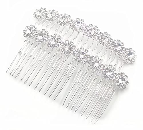 LETSP Seitenkämme aus Legierung mit Strass, Haarklammern mit Blumen und Kristallen, Hochzeitskamm, Brautschmuck, Haarschmuck für Damen und Mädchen (Silber) von LETSP