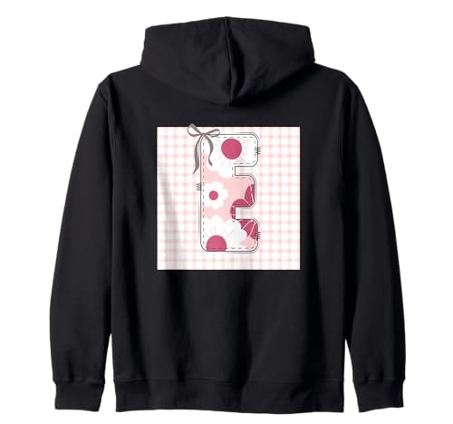 Anfangsbuchstabe "E" für Damen, Patchwork, rosa Blumennähte Kapuzenjacke Anfangsbuchstabe "E" für Damen, Patchwork, rosa Blumennähte Kapuzenjacke von LETTER FLOWER PATCH PATCHWORK GRAPHIC DESIGNS
