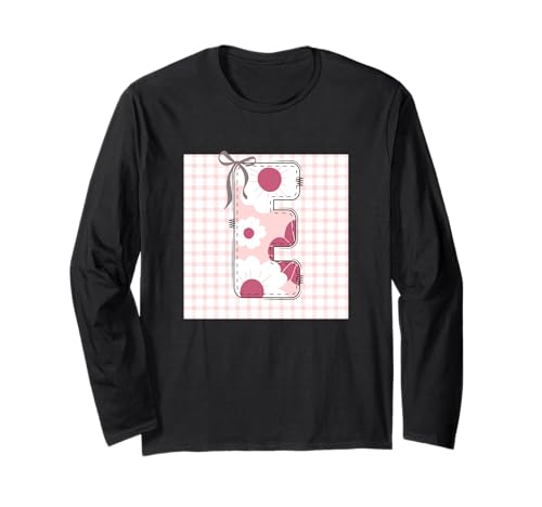 Anfangsbuchstabe "E" für Damen, Patchwork, rosa Blumennähte Langarmshirt Anfangsbuchstabe "E" für Damen, Patchwork, rosa Blumennähte Langarmshirt von LETTER FLOWER PATCH PATCHWORK GRAPHIC DESIGNS
