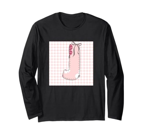 Anfangsbuchstabe "J" für Damen, Patchwork, rosa Blumennähte Langarmshirt von LETTER FLOWER PATCH PATCHWORK GRAPHIC DESIGNS