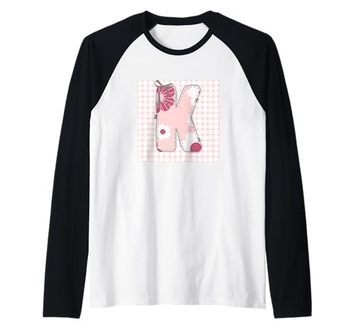 Anfangsbuchstabe K für Damen, Patchwork, rosa Blumennähte Raglan Anfangsbuchstabe K für Damen, Patchwork, rosa Blumennähte Raglan von LETTER FLOWER PATCH PATCHWORK GRAPHIC DESIGNS