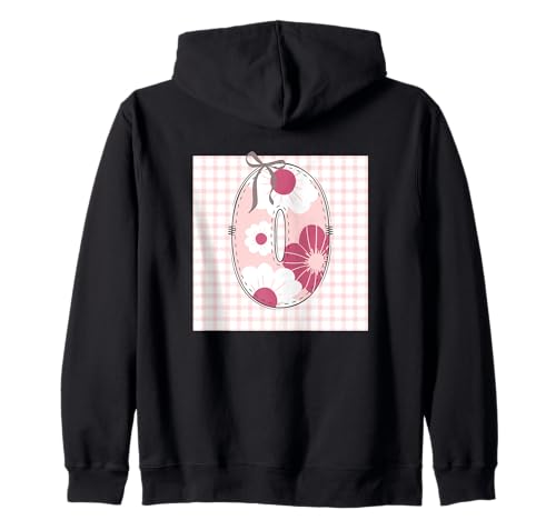 Anfangsbuchstabe O für Damen, Patchwork, rosa Blumennähte Kapuzenjacke von LETTER FLOWER PATCH PATCHWORK GRAPHIC DESIGNS