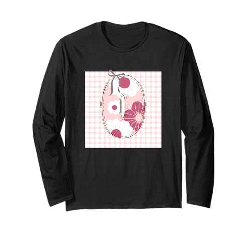 Anfangsbuchstabe O für Damen, Patchwork, rosa Blumennähte Langarmshirt von LETTER FLOWER PATCH PATCHWORK GRAPHIC DESIGNS