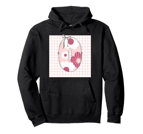 Anfangsbuchstabe O für Damen, Patchwork, rosa Blumennähte Pullover Hoodie von LETTER FLOWER PATCH PATCHWORK GRAPHIC DESIGNS