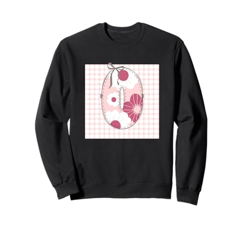 Anfangsbuchstabe O für Damen, Patchwork, rosa Blumennähte Sweatshirt von LETTER FLOWER PATCH PATCHWORK GRAPHIC DESIGNS