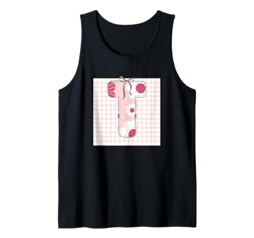 Anfangsbuchstabe T für Damen, Patchwork, rosa Blumennähte Tank Top Anfangsbuchstabe T für Damen, Patchwork, rosa Blumennähte Tank Top von LETTER FLOWER PATCH PATCHWORK GRAPHIC DESIGNS