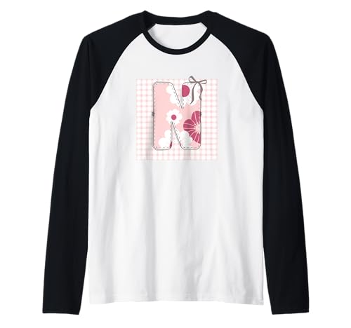 Anfangsbuchstabe 'n' Patchwork, für Damen, rosa Blumennähte Raglan Anfangsbuchstabe 'n' Patchwork, für Damen, rosa Blumennähte Raglan von LETTER FLOWER PATCH PATCHWORK GRAPHIC DESIGNS