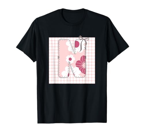 Anfangsbuchstabe 'n' Patchwork, für Damen, rosa Blumennähte T-Shirt Anfangsbuchstabe 'n' Patchwork, für Damen, rosa Blumennähte T-Shirt von LETTER FLOWER PATCH PATCHWORK GRAPHIC DESIGNS